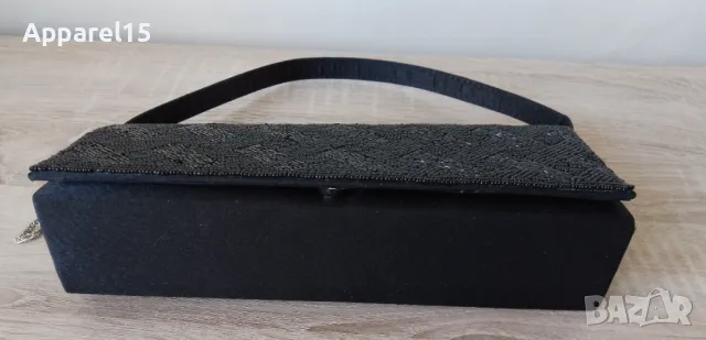 Нова черна сатенена чантичка с мъниста, снимка 8 - Чанти - 50203717