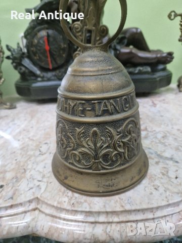 Прекрасна голяма антикварна белгийска бронзова камбана , снимка 7 - Антикварни и старинни предмети - 44126274