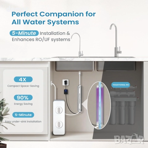 MASSPHOTON UV воден филтър - LED UV пречиствател за вода за под мивка, 4,5 л/мин, снимка 6 - Други стоки за дома - 52097211
