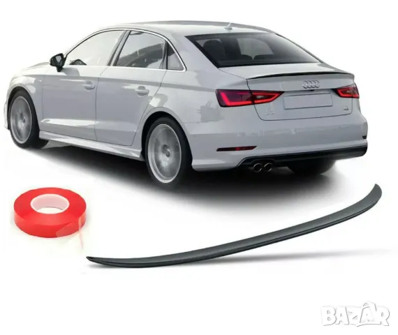 Лип спойлер заден черен пиано лак подходящ за Audi A3 S3 RS3 8V sedan (2013-2020)