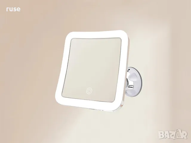 НОВО! Козметично огледало квадрат 5х LED Touch с вакуум, снимка 7 - Огледала - 48592352