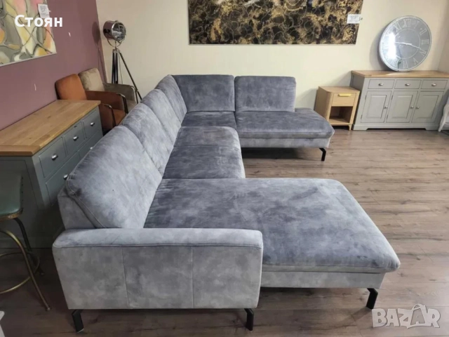 ПРОМОЦИЯ!!! П - образен ъглов диван от плат сив LS701521, снимка 2 - Дивани и мека мебел - 52826805