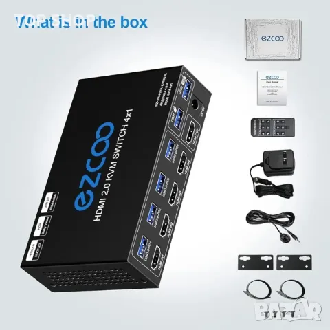 USB 3.0 HDMI KVM превключвател 4 компютър 1 монитор 4K 60Hz SPDIF L/R Extractor - USB превключвател, снимка 2 - Друга електроника - 48732209