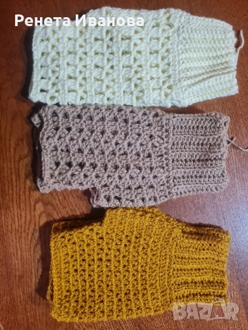 Ръчно плетени ръкавици без пръсти. , снимка 4 - Ръкавици - 51939817