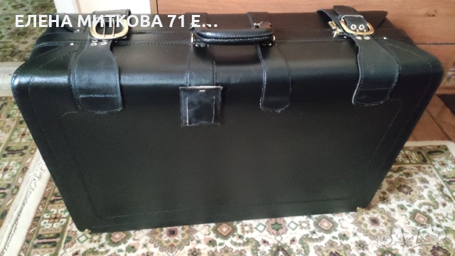 Presto огромен кожен куфар черен със златист обков, снимка 5 - Куфари - 51679566