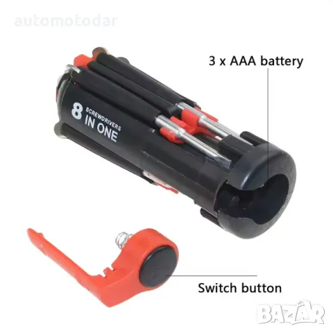 Мултифукционални отвертки 8 в 1 с LED фенерче сгъваеми, снимка 5 - Аксесоари и консумативи - 35467382