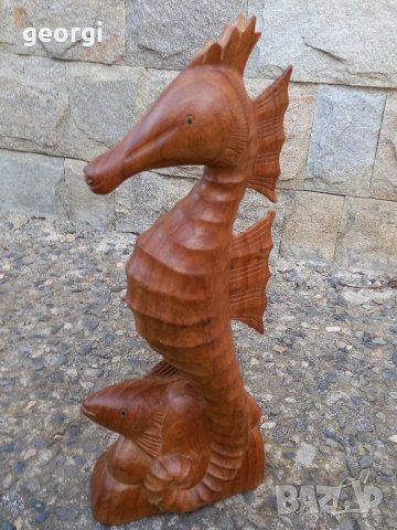 Красива дърворезба на морско конче и риба    18/2, снимка 2 - Декорация за дома - 43804157