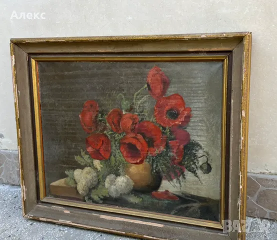 Макове– MAX STRECKENBACH– (GERMAN 1865-1936) Масло, платно, подпис! 84см/ 69см, снимка 2 - Картини - 47399134