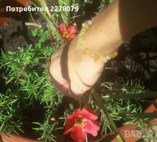 Гривна от цитрин - ръчна изработка, снимка 2 - Гривни - 50940298