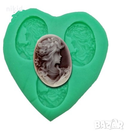 3 овал момиче в профил лице силиконов молд форма фондан украса декор торта сладки