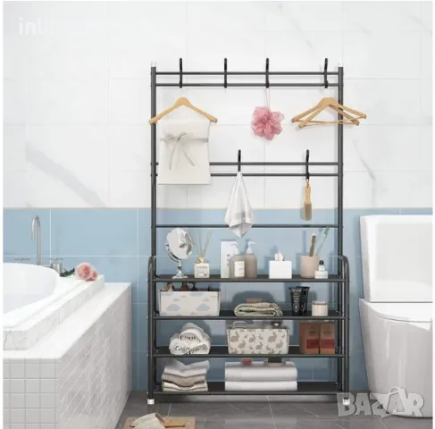 Мултифункционална етажерка със закачалки и рафтове за обувки, снимка 6 - Закачалки - 49637283