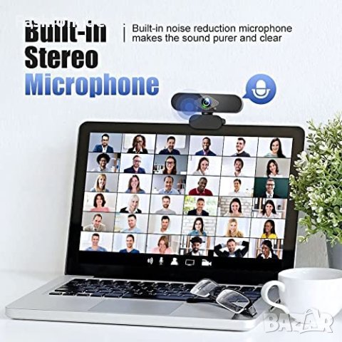 Нова USB Уеб камера за компютър лаптоп с микрофон 1080p влог Youtube, снимка 2 - Други - 40727662