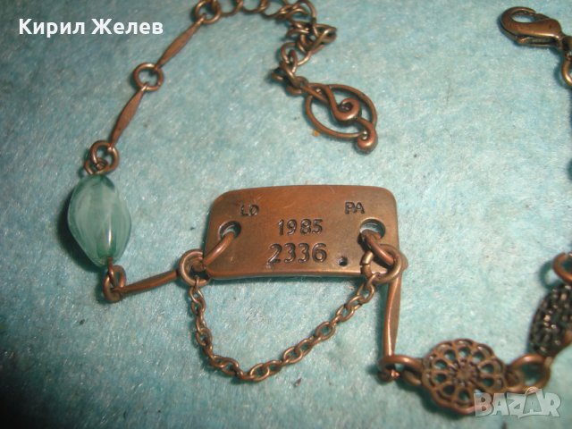 СТАРА МАРКОВА ВИНТИДЖ МЕДНА АРТ ГРИВНА с ЦВЕТНО МЪНИСТО 20332, снимка 8 - Гривни - 35507086