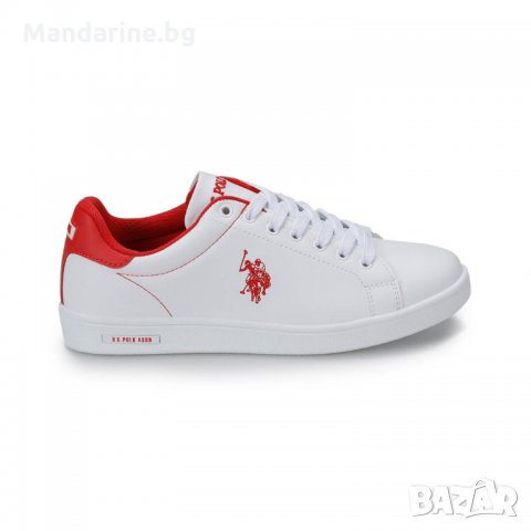 ПРОМО 🍊 U.S. POLO® № 38 🍊 Дамски пролет/есен кожени обувки в бяло и червено нови с кутия, снимка 2 - Кецове - 26637301