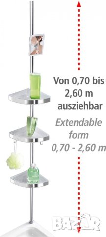 Телескопичен душ ъгъл WENKO премиум гланц - с 3 рафта и огледало, снимка 6 - Други стоки за дома - 39976261
