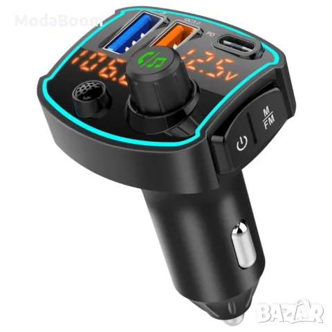 FM предавател и бързо зарядно за кола с USB-C и USB-A бързо захранване, снимка 3 - Друга електроника - 48904895
