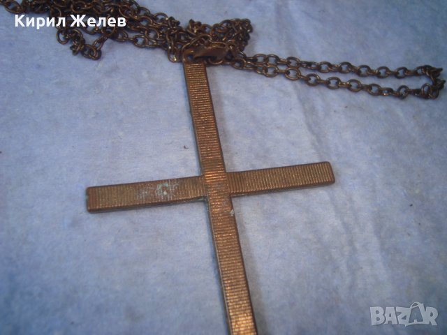 СТАР ГОЛЯМ МЕТАЛЕН АРТ КРЪСТ с КРИСТАЛЧЕТА и ВЕРИЖКА ФЕШЪН КОЛИЕ 27451, снимка 8 - Колиета, медальони, синджири - 36950329