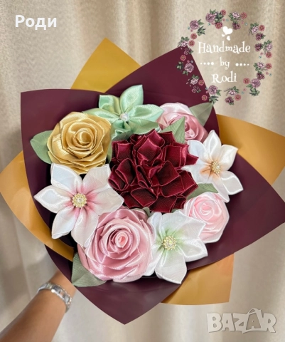 Вечни сатенени рози, снимка 5 - Изкуствени цветя - 52895433