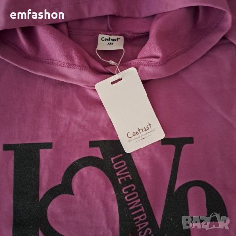 Contrast Love с качулка 134см, снимка 2 - Детски Блузи и туники - 39213603