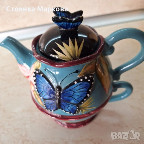 Красив керамичен комплект за чай, снимка 5 - Сервизи - 53245879