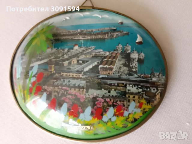 изпъкнала овална стъклена рамка сувенирна снимка на женевски реверс рисувани цветя