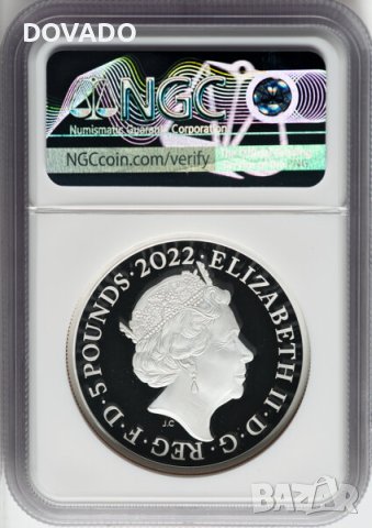 2022 James I - 2 oz £5 - NGC PF70 First Releases - Възпоменателна Монета GB - Кутия и Сертификат 513, снимка 2 - Нумизматика и бонистика - 43709577