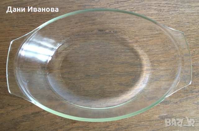 Стъклена елипса тенджера с дръжки, снимка 1 - Съдове за готвене - 28562405