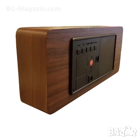 Голям LED дървен декоративен настолен часовник с температура будилник светещ на ток електронен USB, снимка 5 - Други - 51039045