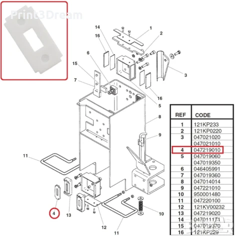 Плъзгач с отвор за електромеханични подемници SPACE, RAVAGLIOLI, BUTLER, SIRIO; 047219010