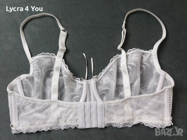 C&A Lingerie 80D луксозен бял сутиен с меки чашки с бродерии върху тюл, снимка 4 - Бельо - 43159550