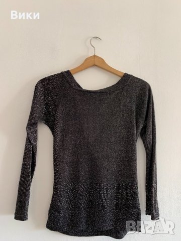 Черна блуза със сребърно, снимка 4 - Блузи с дълъг ръкав и пуловери - 26335060