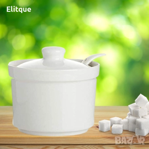 Порцеланова купичка с капак и лъжичка, снимка 5 - Сервизи - 52898105