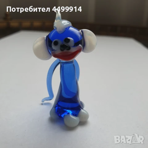 Синя стъклена статуя на маймуна, снимка 8 - Колекции - 50964416