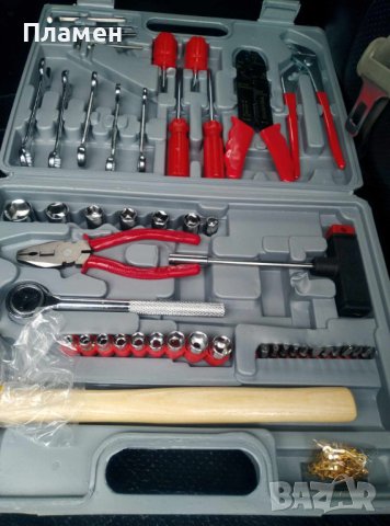комплект куфар ръчни инструменти 100 части хром-ванадий, снимка 3 - Куфари с инструменти - 43717864