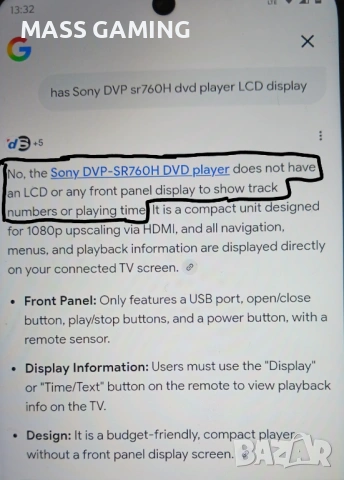 SONY HDMI DVP-SR760H DVD PLAYER , снимка 2 - DVD филми - 53293334