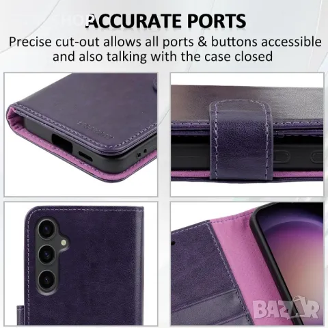 Калъф MONASAY Wallet за Samsung Galaxy S24 5G 6,2 инча, лилав, снимка 2 - Калъфи, кейсове - 49500202