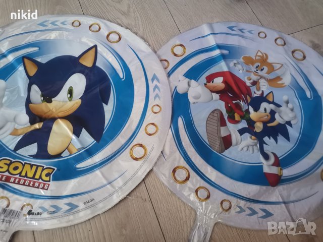 Соник Sonic кръгъл двустранен бял фолио фолиев балон хелий и въздух, снимка 2 - Други - 38134506