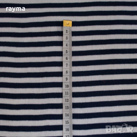 - 50% Плат памучно трико рипс бяло и синьо райе, снимка 2 - Тениски - 50905993