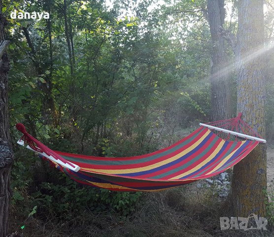 2230 Градински хамак от плат хамак люлка за къмпинг градина 195x77cm, снимка 7 - Градински мебели, декорация  - 33075420