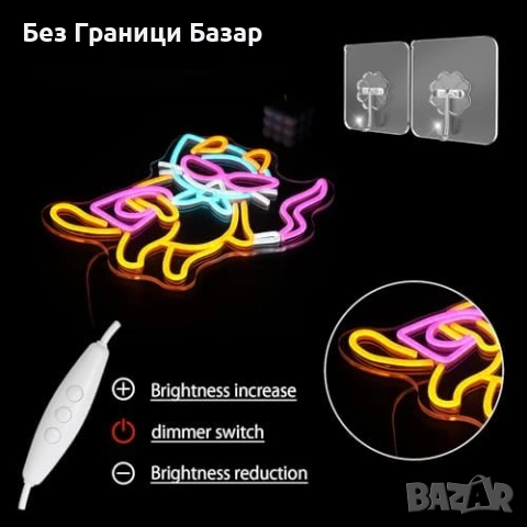 Нова Неонова табела котка LED USB светлина за декорация стена стая дом, снимка 5 - Декорация за дома - 53154669