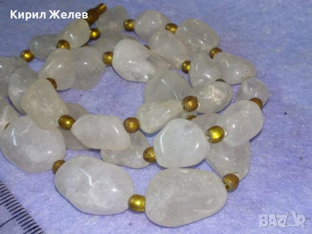 СТАРО СКЪПОЦЕННО КОЛИЕ НАТУРАЛЕН МЛЕЧЕН КВАРЦ с БРОНЗОВА ЗАКОПЧАЛКА на ВИНТ 34673, снимка 9 - Антикварни и старинни предмети - 39193212