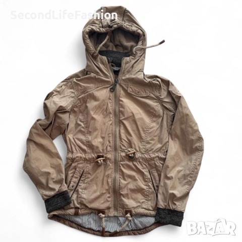 Дамско яке с качулка и цип Naketano, пясъчен цвят размер M