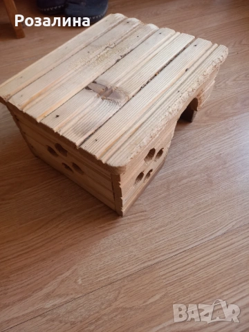 Дървена къщичка за Заек,Морско свинче, хамстери,гризачи, снимка 4 - Декоративни зайчета - 53438037