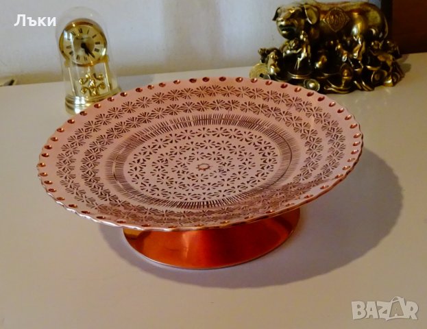 Медна фруктиера 2 кг.,меден поднос за торта. , снимка 6 - Антикварни и старинни предмети - 26313628