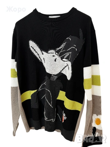 РЯДЪК Iceberg Looney Tunes Daffy Duck Пуловер – Размер M – Нов с Етикети, снимка 9 - Пуловери - 53601939