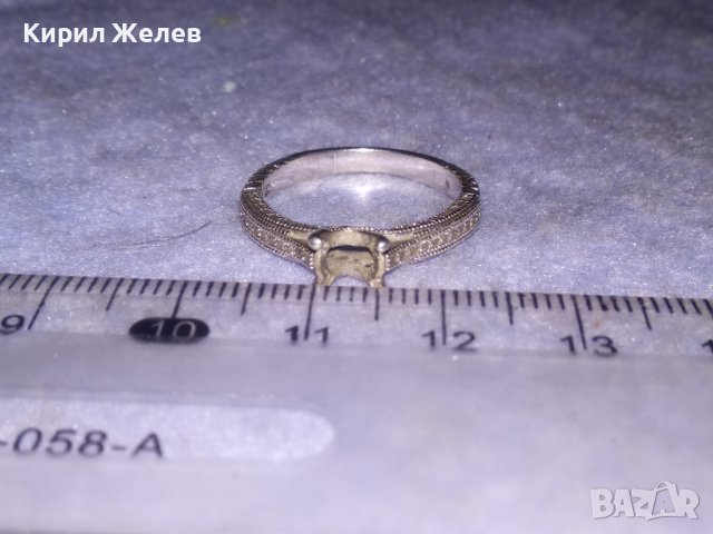 ГОДЕЖЕН СРЕБЪРЕН ПРЪСТЕН СРЕБРО 925 с БЯЛА ПОЗЛАТА и ЦИРКОНЧЕТА с ГНЕЗДО за ВГРАЖДАНЕ на КАМЪК 36475, снимка 4 - Пръстени - 39643113