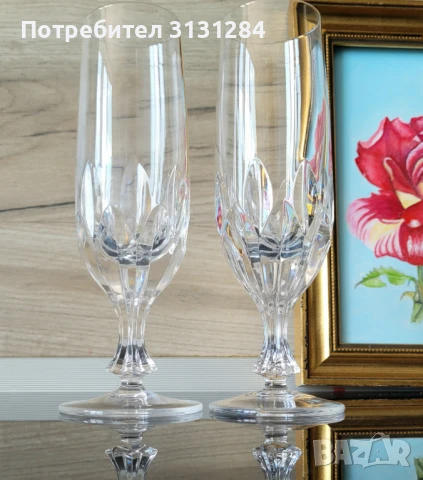 LALIGUE Кристални Чаши за шампанско   Винтидж Франция, снимка 1