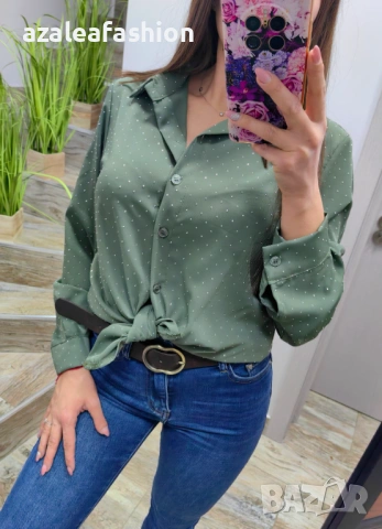 Стилна дамска риза с камъчета