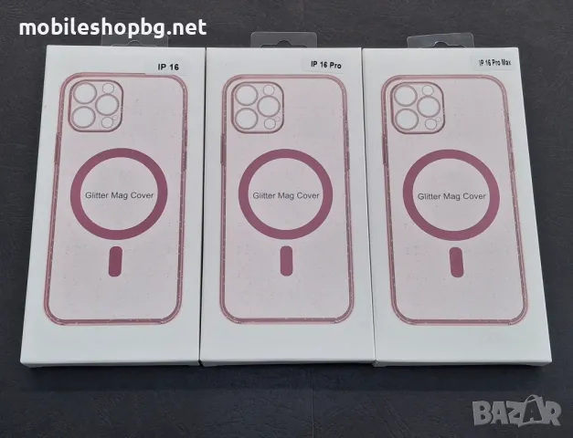 Phone 16,16 Pro,16 Pro Max кейс с брокат MagSafe розов, снимка 2 - Калъфи, кейсове - 48712891