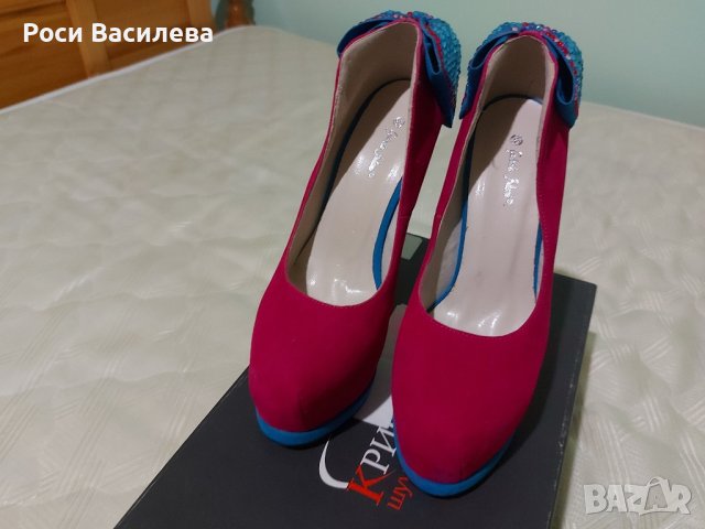 Дамски велурени обувки на висок ток , снимка 2 - Дамски обувки на ток - 43791758